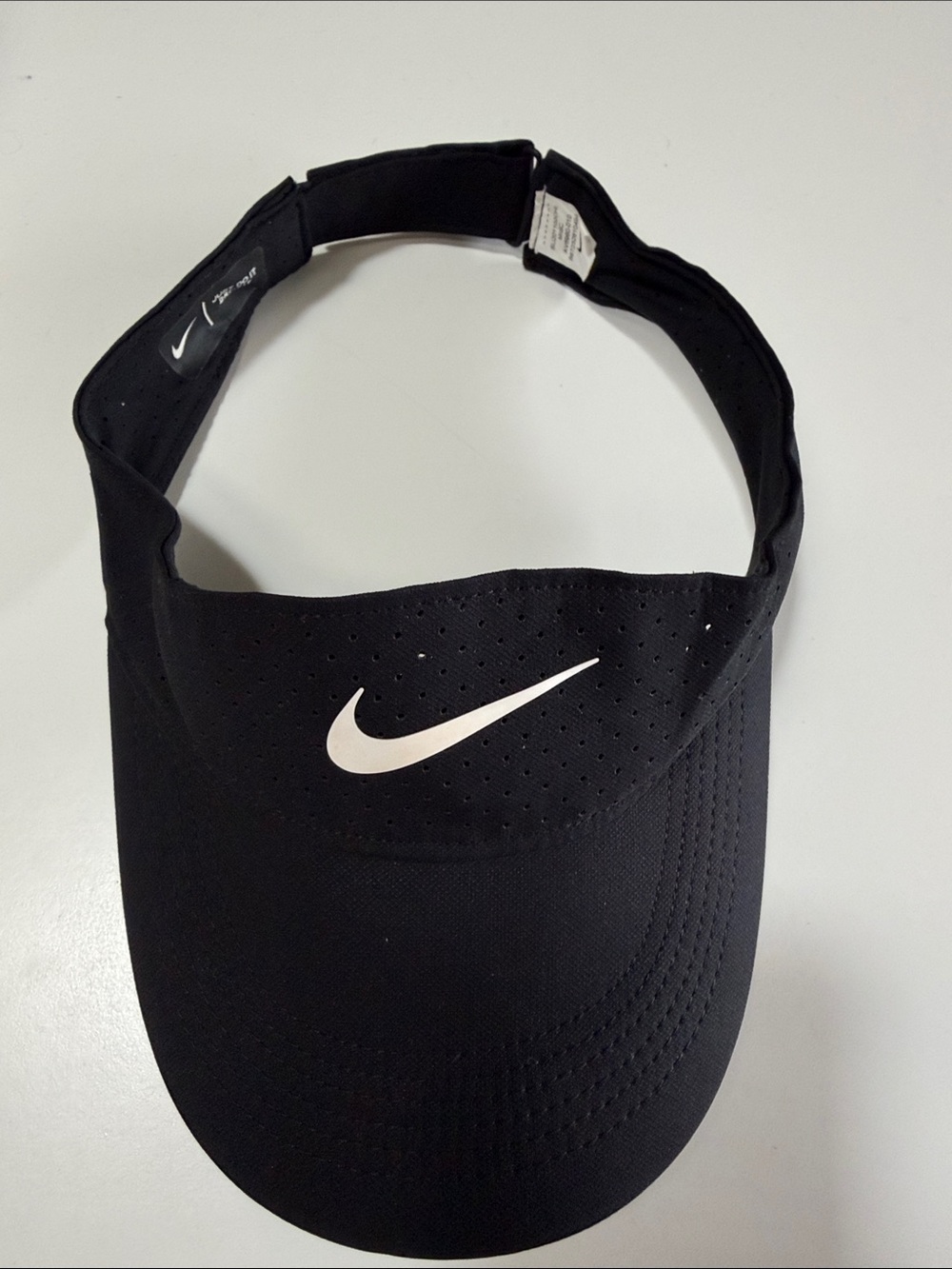 Nike Black Visor with White Swoosh Accent